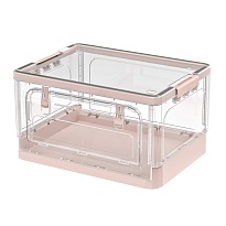Ящик пластиковый складной прозрачный, дно розовое, 490х360х280 мм, с колесиками в Орске