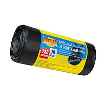 Мешки для мусора 240 л, черные, в рулоне 10 шт., ПНД 40 мкм, 1250х1000 мм, Крепак, 4607075710153 в Орске