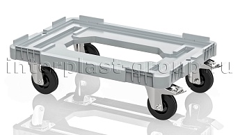Тележка пластиковая с отверстием 2 колеса с тормозом усиленная серая в Орске