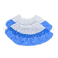 Бахилы бело-синие 1000 шт (500 пар), 48 мкм, двойная подошва, с одной резинкой, Эконом+ в Орске