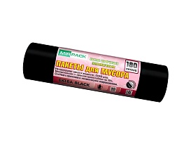 Мешки для мусора 180 л, ароматизированные, черные, в рулоне 10 шт., ПВД, 50 мкм, 1100х930 мм, EXTRA black, 18008301 в Орске
