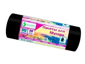 Мешки для мусора 30 л, черные, в рулоне 20 шт., ПНД, 7 мкм, 600х500 мм, MIRPACK Classik, 302040 в Орске