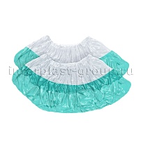 Бахилы бело-бирюзовые 1000 шт (500 пар), 48 мкм, двойная подошва, с одной резинкой, Эконом+ в Орске