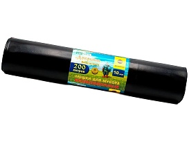 Мешки для мусора 200 л, ароматизированные, черные, в рулоне 10 шт., ПВД, 100 мкм, 1200х800 мм, Добрыня, Dob20010black в Орске