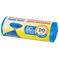 Мешки для мусора 90 л, синие, в рулоне 20 шт., ПНД, 14 мкм, 900х700 мм, LAIMA ULTRA, 607693 в Орске