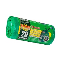 Мешки для мусора 20 л, биоразлагаемые, с ручками, черные, в рулоне 30 шт., ПНД, 10 мкм, 550х440 мм, Крепак, 4607075710047 в Орске