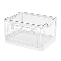 Ящик пластиковый складной прозрачный, дно белое, 360х235х230 мм, с колесиками в Орске