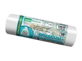 Мешки для мусора 180 л, ароматизированные, белые, в рулоне 10 шт., ПВД, 35 мкм, 1100х930 мм, PREMIUM+, 180105302 в Орске