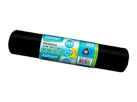 Мешки для мусора 240 л, черные, в рулоне 10 шт., ПВД 80 мкм, 1300х930 мм, EXPORT, exp 24010167 в Орске