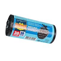 Мешки для мусора 30 л, с ушками, черные, в рулоне 30 шт., ПНД, 9 мкм, 600х500 мм, Крепак, 4607075710450 в Орске Мешки для мусора 30 л, с ушками, черные, в рулоне 30 шт., ПНД, 9 мкм, 600х500 мм, Крепак, 4607075710450 в Орске