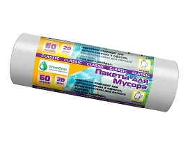 Мешки для мусора 60 л, белые, в рулоне 20 шт., ПНД, 7 мкм, 700х600 мм, MIRPACK Classik, 602052 в Орске