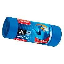 Мешки для мусора 160 л, с ушками, синие, в рулоне 10 шт., ПВД, 30 мкм, 1250х900 мм, PACLAN Multitop, 604064 в Орске