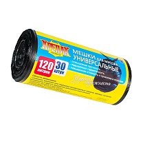 Мешки для мусора 120 л, черные, в рулоне 30 шт., ПНД, 15 мкм, 1100х700 мм, Крепак, 4607075710122 в Орске