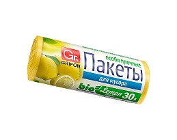 Мешки для мусора 30 л, ароматизированные, Лимон, желтые, в рулоне 20 шт., ПНД, 9 мкм, 560х530 мм, GRIFON Aroma, 101-020 Li в Орске Мешки для мусора 30 л, ароматизированные, Лимон, желтые, в рулоне 20 шт., ПНД, 9 мкм, 560х530 мм, GRIFON Aroma, 101-020 Li в Орске
