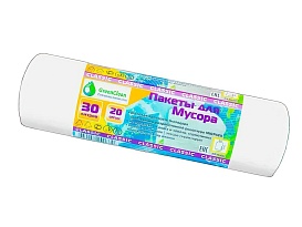Мешки для мусора 30 л, белые, в рулоне 20 шт., ПНД, 7 мкм, 600х500 мм, MIRPACK Classik, 302042 в Орске Мешки для мусора 30 л, белые, в рулоне 20 шт., ПНД, 7 мкм, 600х500 мм, MIRPACK Classik, 302042 в Орске