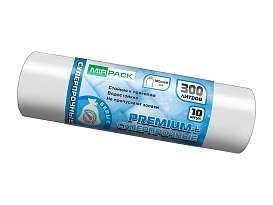 Мешки для мусора 300 л, белые, в рулоне 10 шт., ПВД 70 мкм, 1400х1000 мм, PREMIUM+, 300101602 в Орске