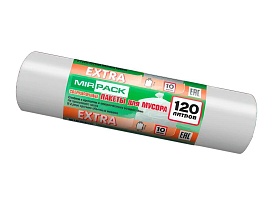 Мешки для мусора 120 л, белые, в рулоне 10 шт., ПНД, 14 мкм, 1100х700 мм, EXTRA, ex1201803 в Орске