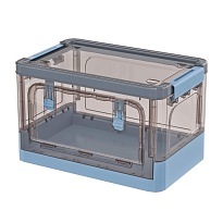 Ящик пластиковый складной прозрачный коричневый, дно синее, 360х235х230 мм, с колесиками в Орске Ящик пластиковый складной прозрачный коричневый, дно синее, 360х235х230 мм, с колесиками в Орске