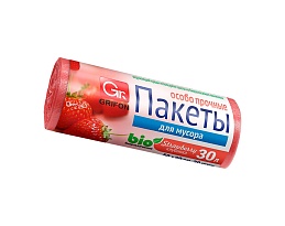 Мешки для мусора 30 л, ароматизированные, Клубника, красные, в рулоне 20 шт., ПНД, 9 мкм, 560х530 мм, GRIFON Aroma, 101-020 K в Орске