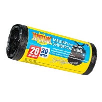 Мешки для мусора 20 л, черные, в рулоне 30 шт., ПНД, 10 мкм, 550х440 мм, Крепак, 4607075710092 в Орске Мешки для мусора 20 л, черные, в рулоне 30 шт., ПНД, 10 мкм, 550х440 мм, Крепак, 4607075710092 в Орске