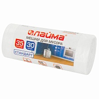 Мешки для мусора 35 л, белые, в рулоне 30 шт., ПНД, 6 мкм, 550х480 мм, LAIMA, 605538 в Орске